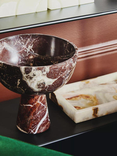 Salmo Large Red Marble Pedestal Bowl