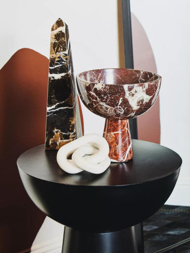 Salmo Large Red Marble Pedestal Bowl