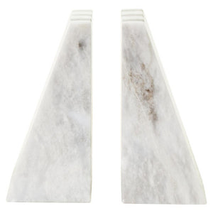 Soma Set of Two Striped White Marble Bookends