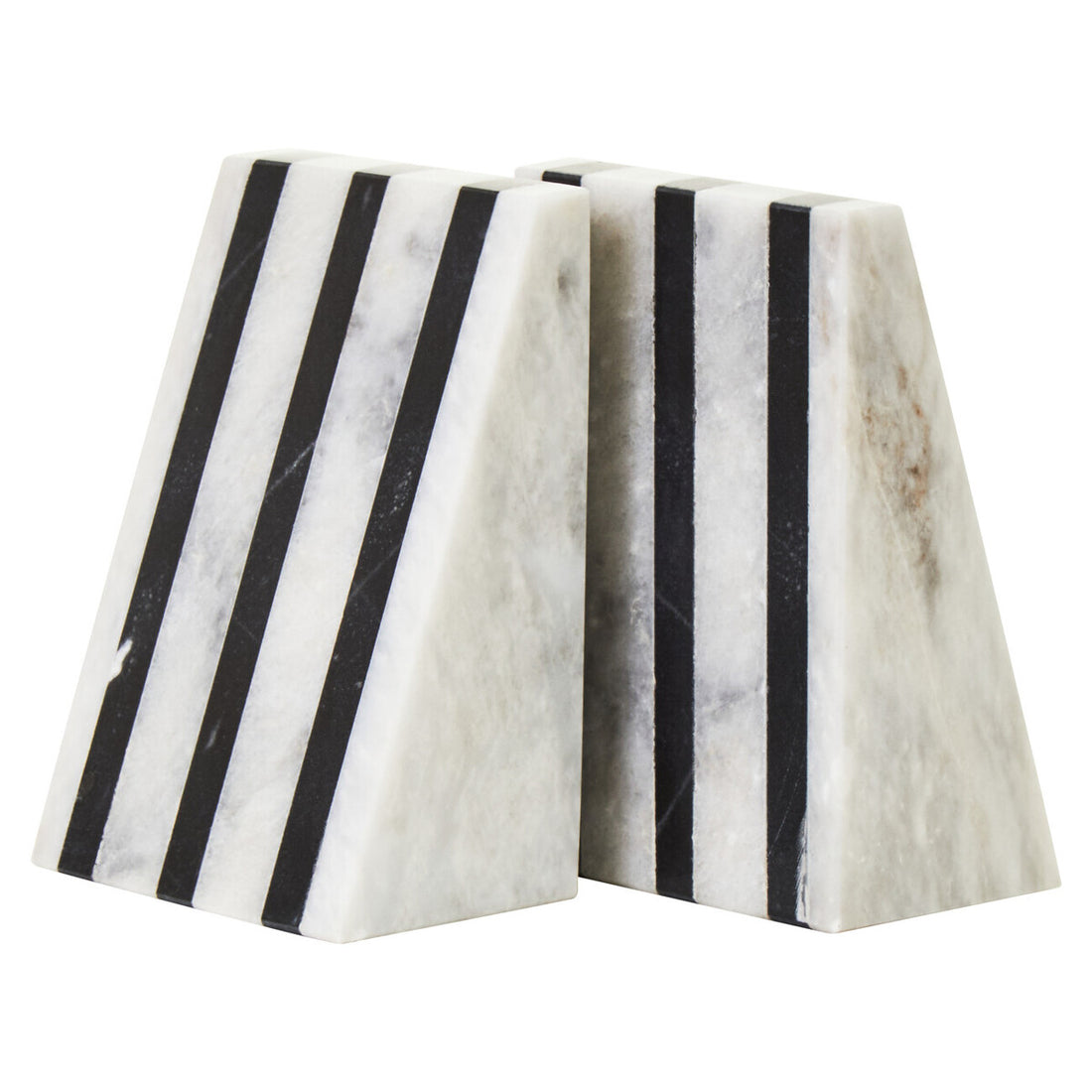 Soma Set of Two Striped White Marble Bookends