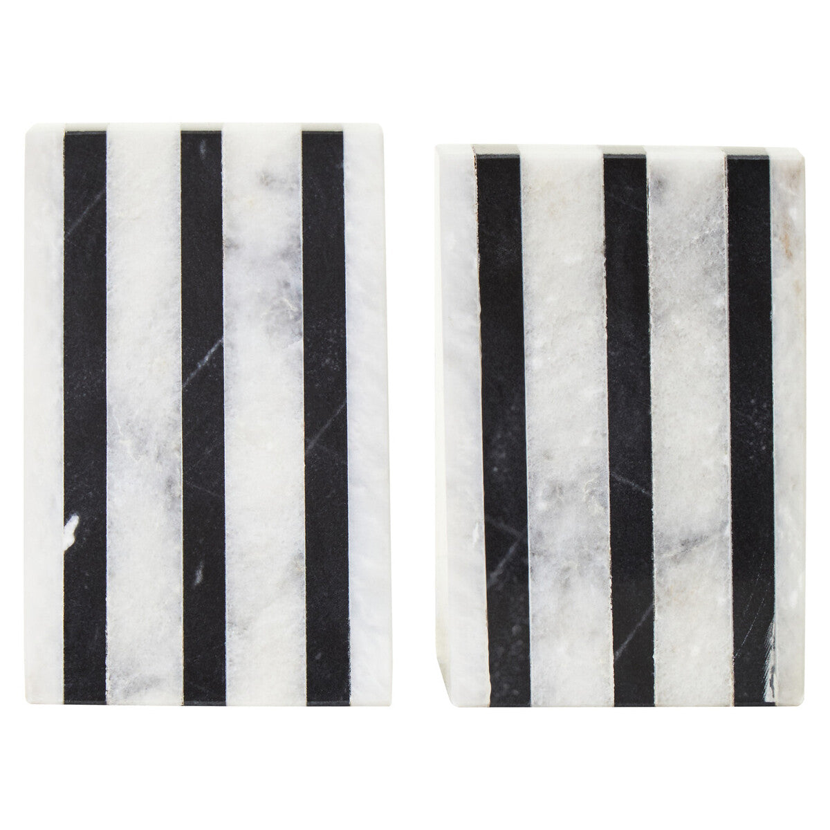Soma Set of Two Striped White Marble Bookends