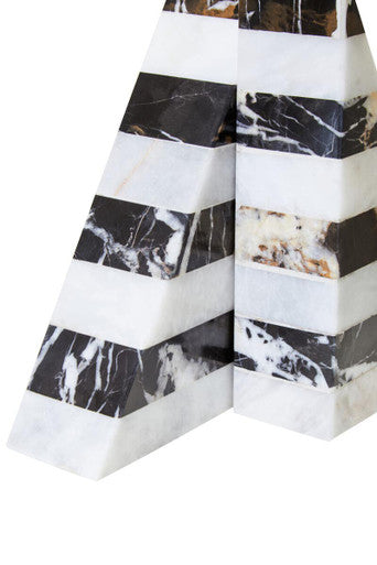Soma Set of Two Black And White Striped Marble Bookends