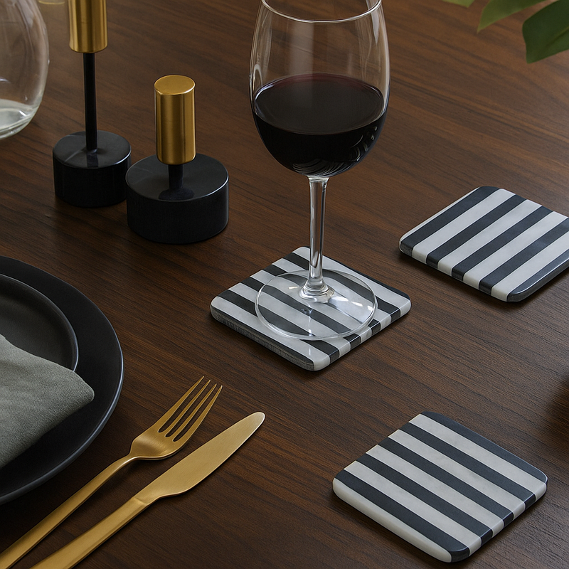 Soma Set of Four Square Striped Coasters