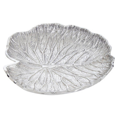 Salma Small Silver Finish Lotus Leaf Plate.
