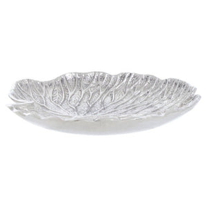 Small Silver Finish Lotus Leaf Plate | Salma