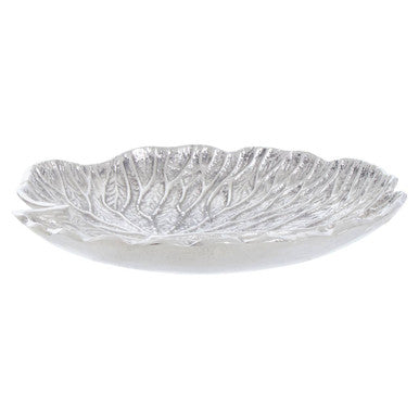 Salma Small Silver Finish Lotus Leaf Plate.