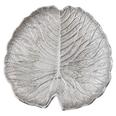 Salma Large Silver Finish Lotus Leaf Plate.