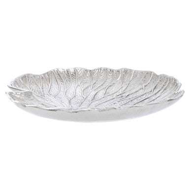 Salma Large Silver Finish Lotus Leaf Plate.