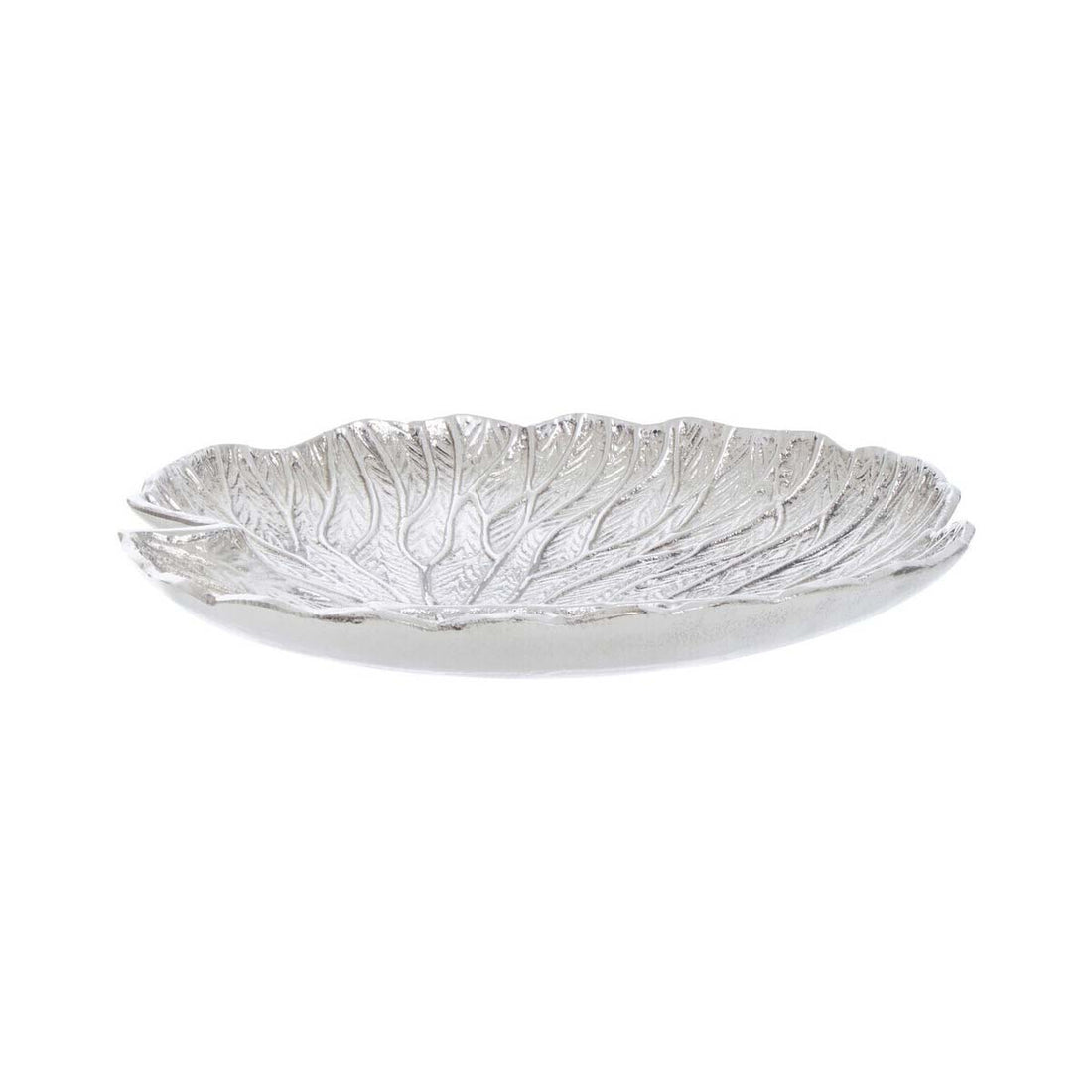 Salma Large Silver Finish Lotus Leaf Plate.