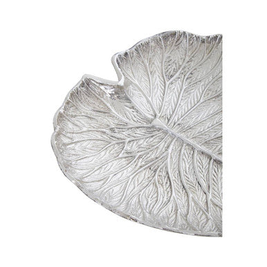 Salma Large Silver Finish Lotus Leaf Plate.