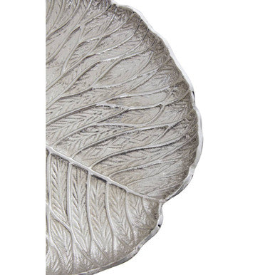 Salma Large Silver Finish Lotus Leaf Plate.