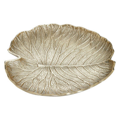 Salma Large Gold Finish Lotus Leaf Plate.
