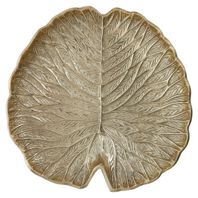 Salma Large Gold Finish Lotus Leaf Plate.