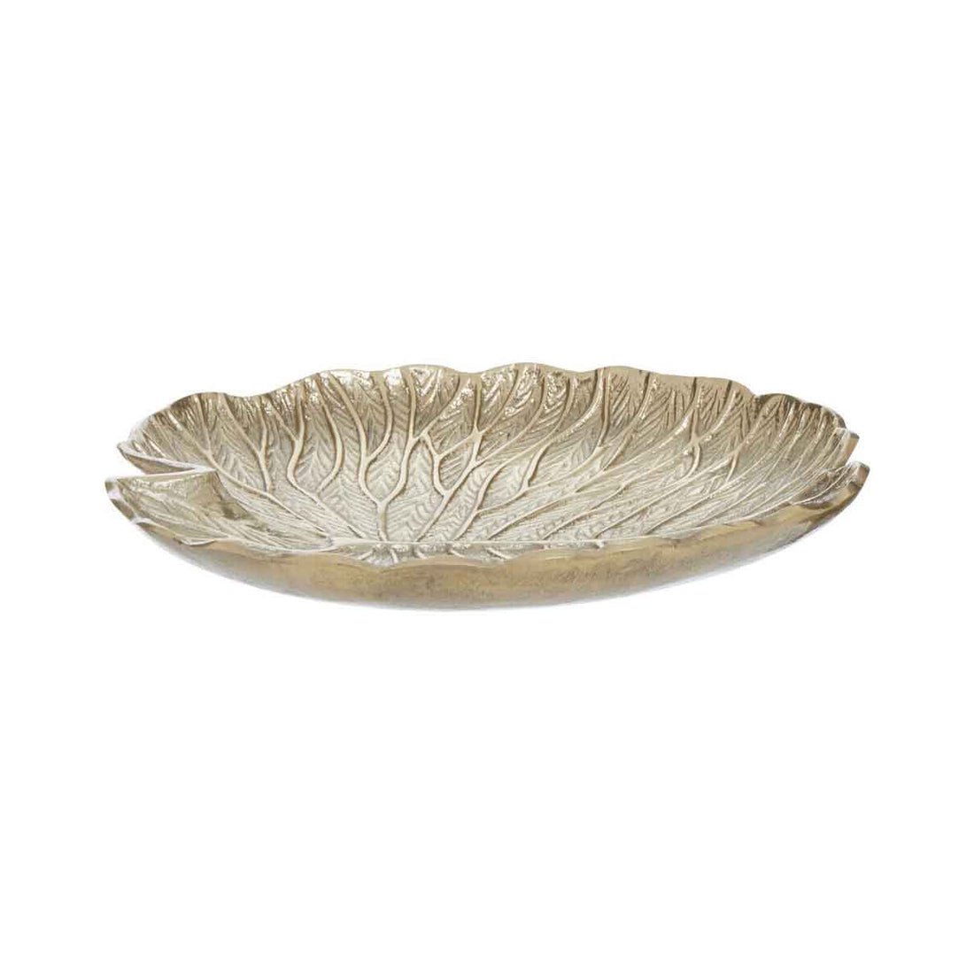 Salma Large Gold Finish Lotus Leaf Plate.