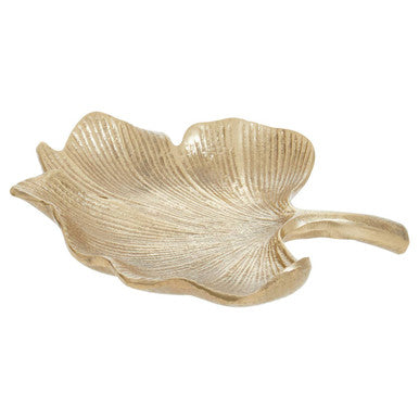 Prato Small Antique Gold Finish Ginkgo Dish