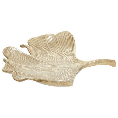 Prato Large Antique Gold Finish Ginkgo Dish - Image 5