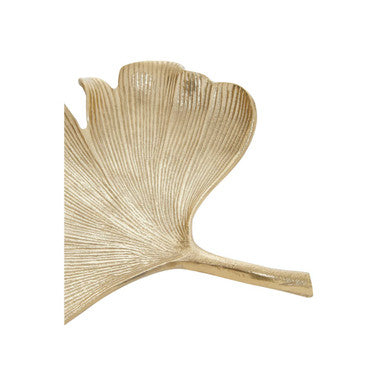 Prato Large Antique Gold Finish Ginkgo Dish - Image 4