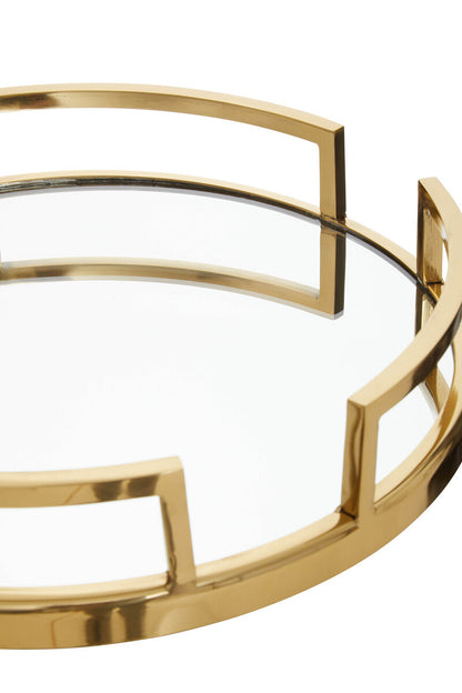 Cruzar Gold Finish Mirrored Tray
