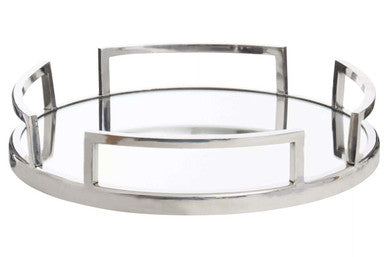 Cruzar Silver Finish Mirrored Tray