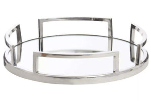 Cruzar Silver Finish Mirrored Tray
