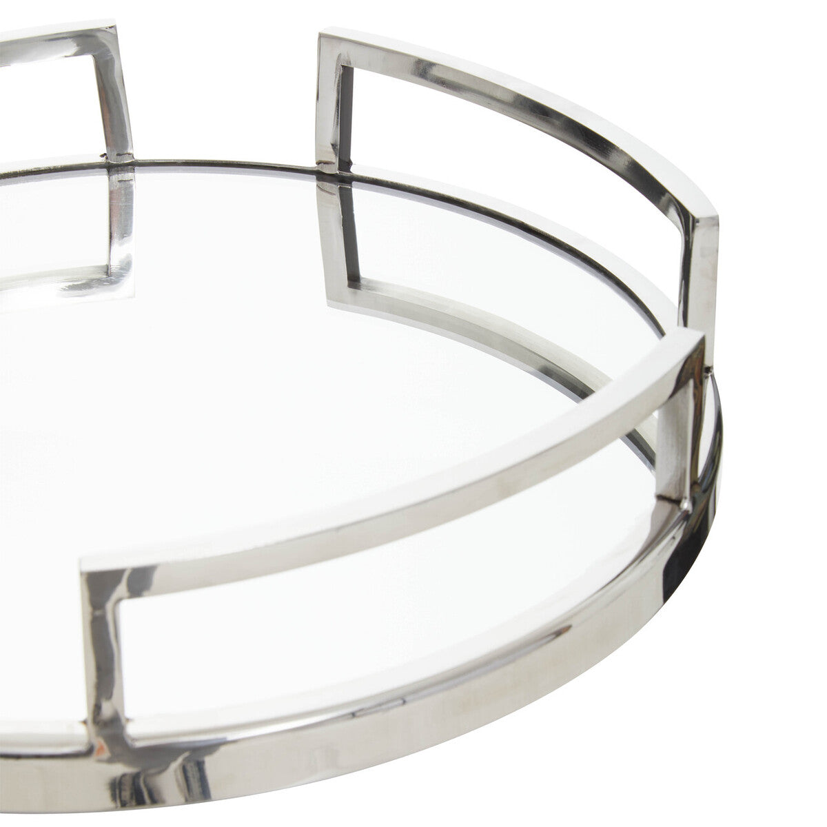 Cruzar Silver Finish Mirrored Tray