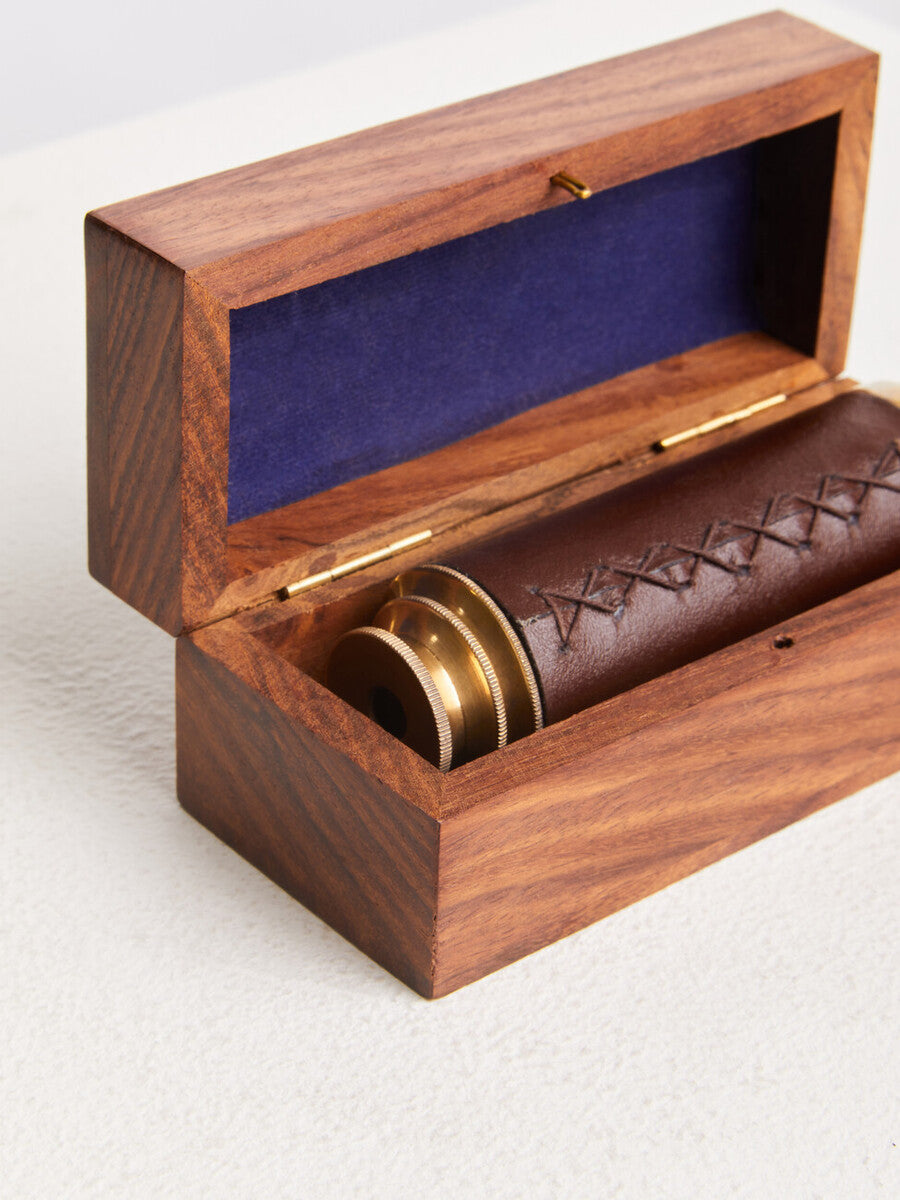 Churchill Brown Leather Effect Telescope with Box