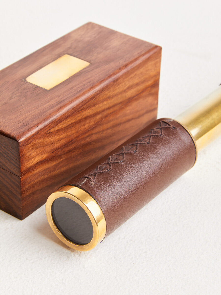 Churchill Brown Leather Effect Telescope with Box