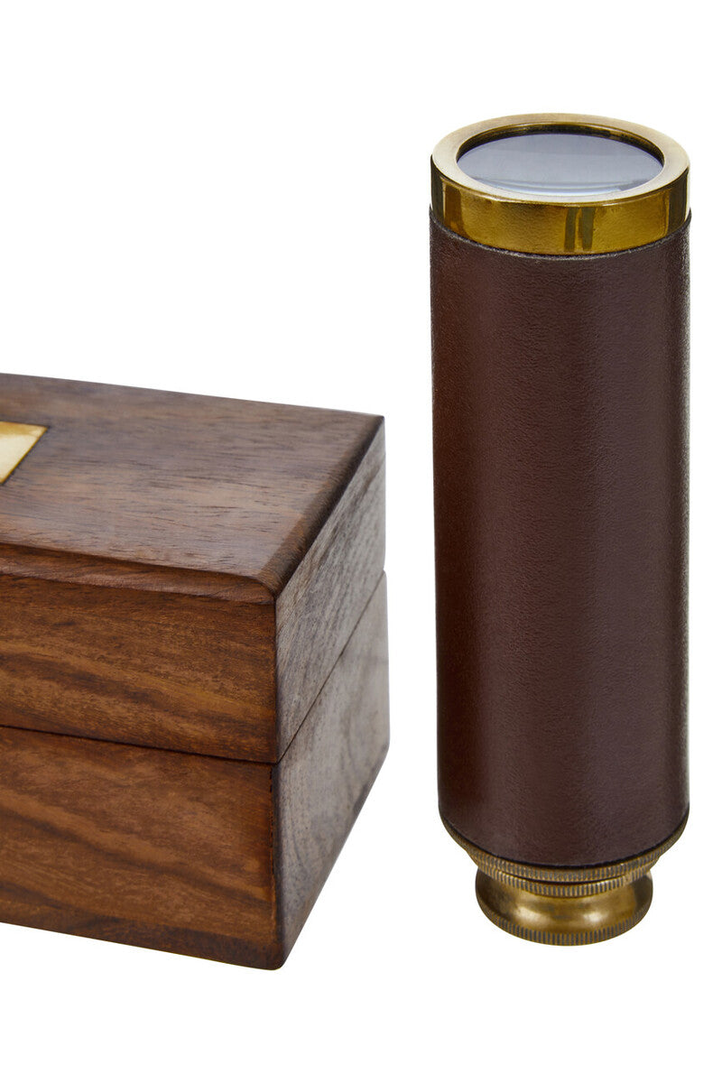 Churchill Brown Leather Effect Telescope with Box