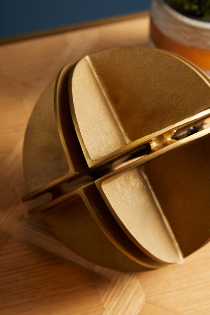Prato Brass Finish Segmented Spherical Sculpture