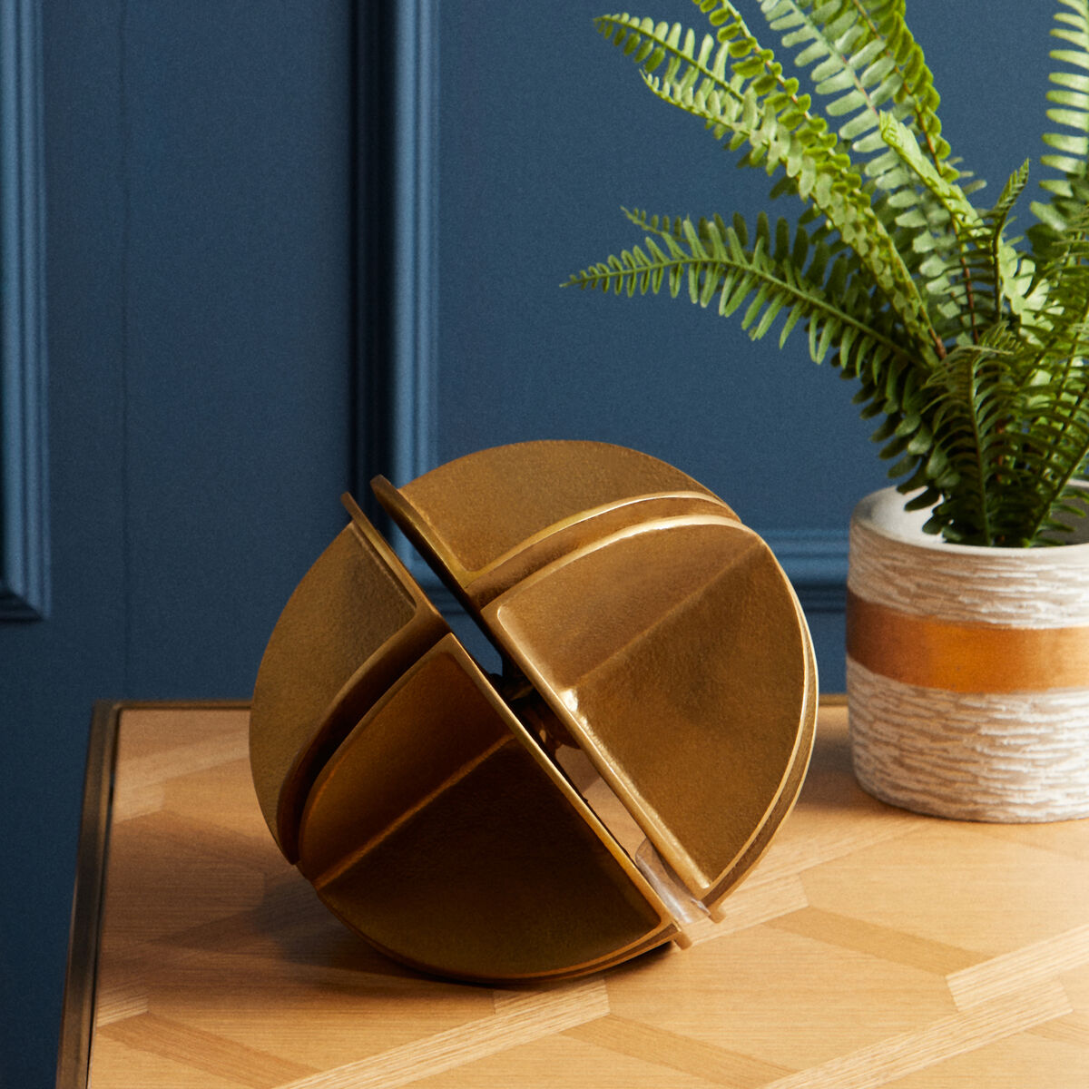 Prato Brass Finish Segmented Spherical Sculpture