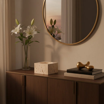 Travertine Square Decorative Bowl | Tibor