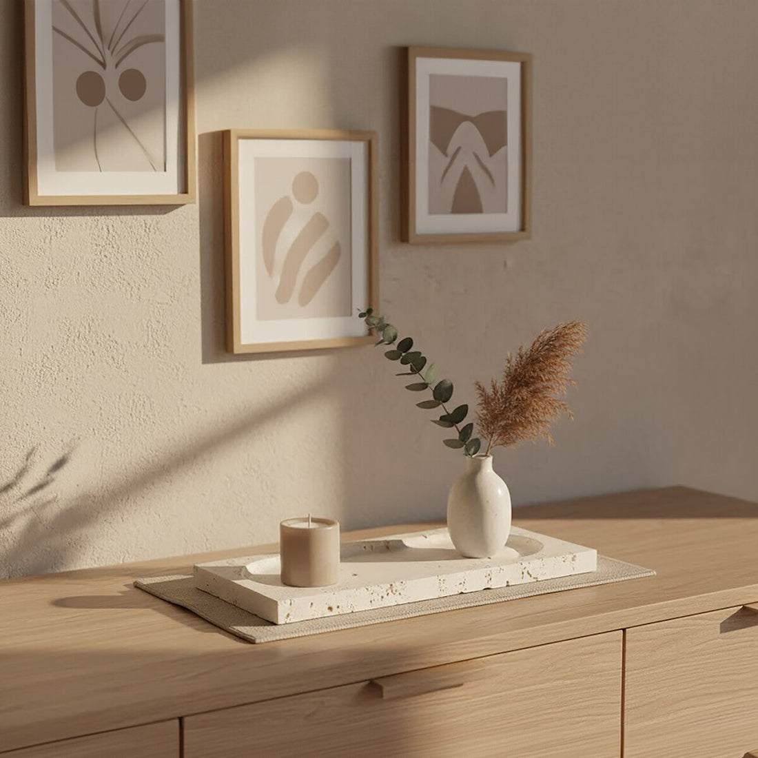 Tibor Travertine Rectangular Decorative Tray