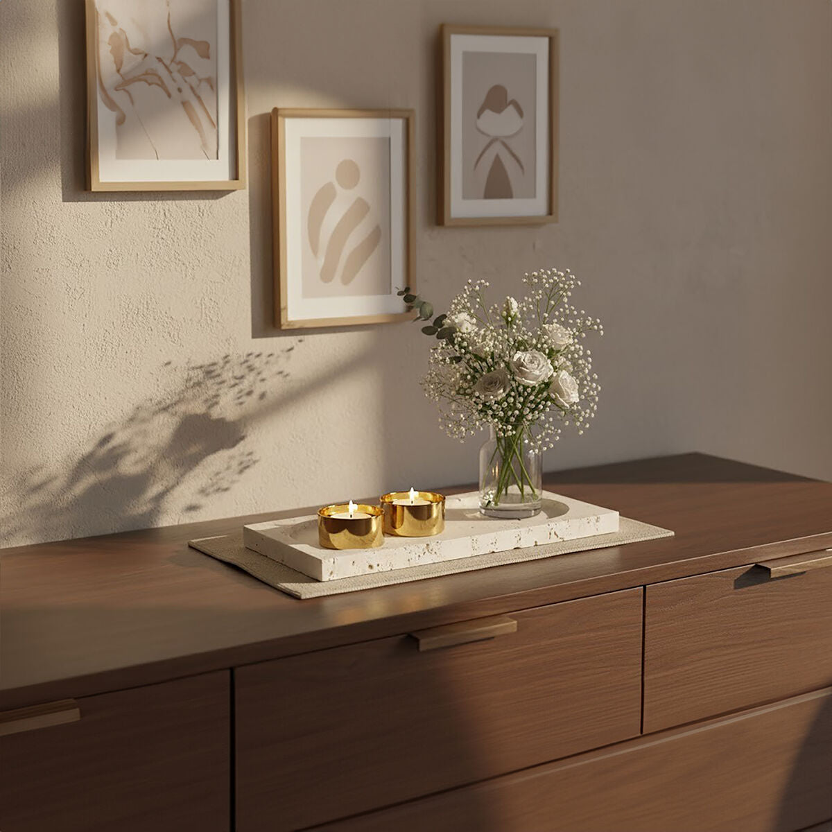 Tibor Travertine Rectangular Decorative Tray