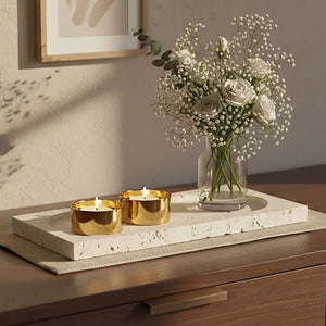 Tibor Travertine Rectangular Decorative Tray