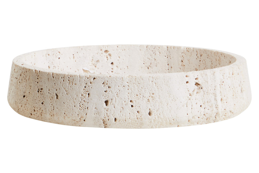 Tibor Travertine Bowl with Raised Edges