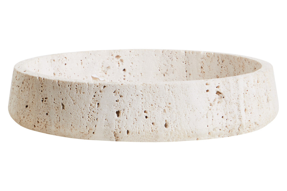 Tibor Travertine Bowl with Raised Edges