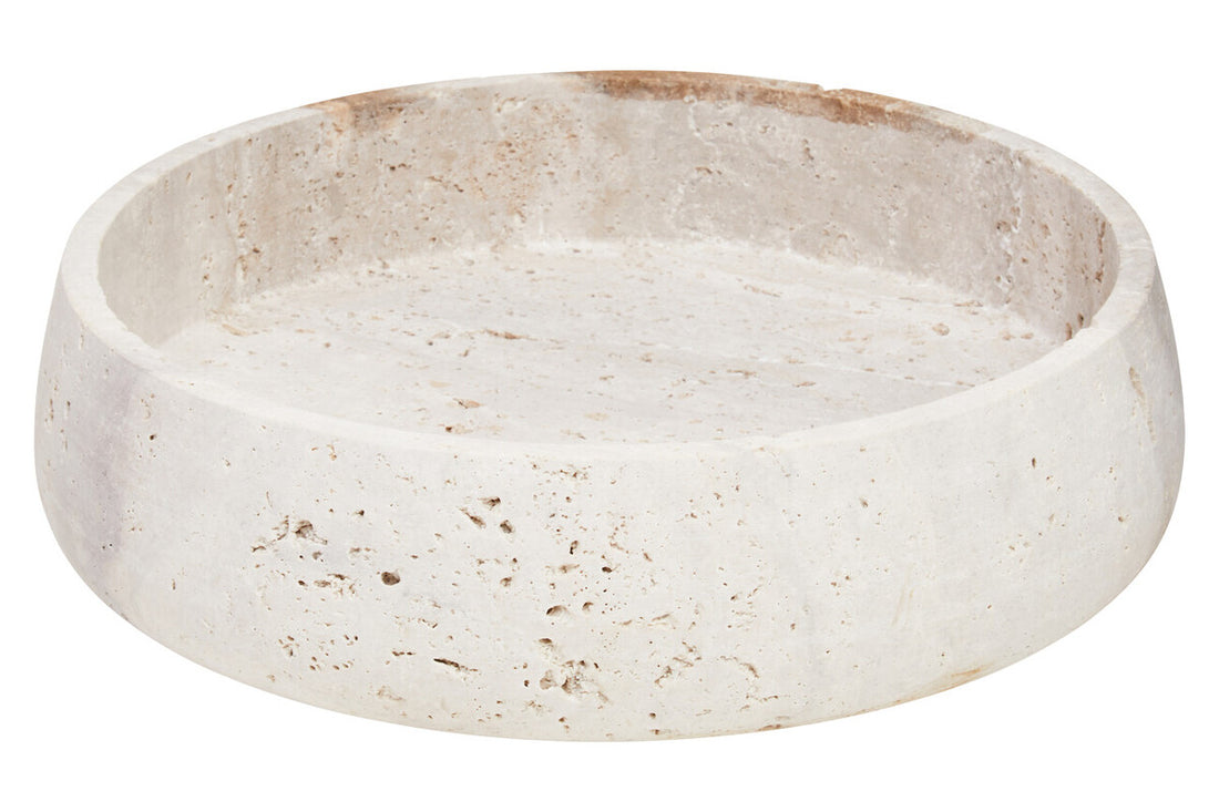 Tibor Travertine Bowl with Raised Edges