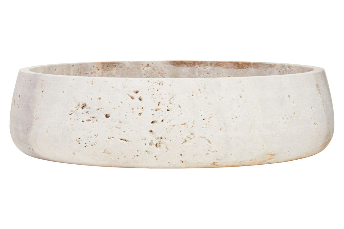 Tibor Travertine Bowl with Raised Edges