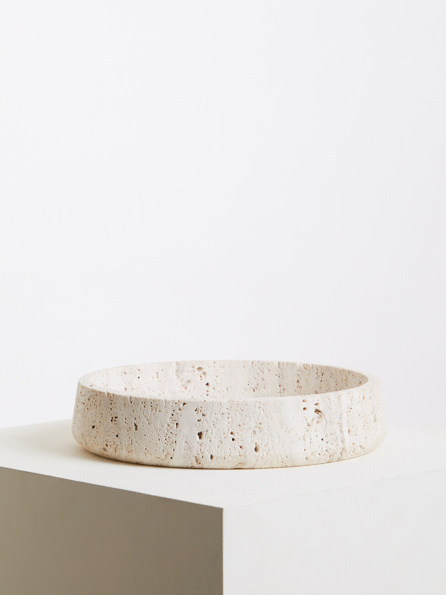 Tibor Travertine Bowl with Raised Edges