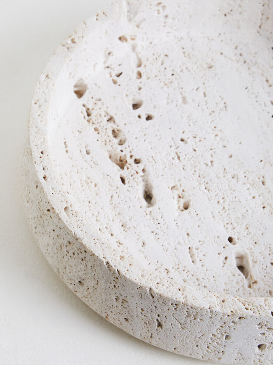Tibor Travertine Bowl with Raised Edges