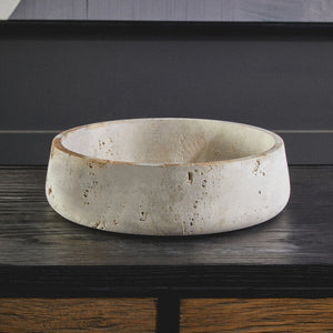 Tibor Travertine Bowl with Raised Edges