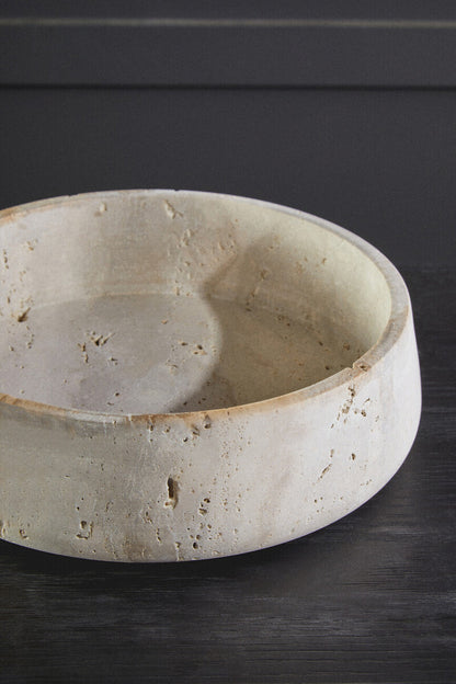 Tibor Travertine Bowl with Raised Edges