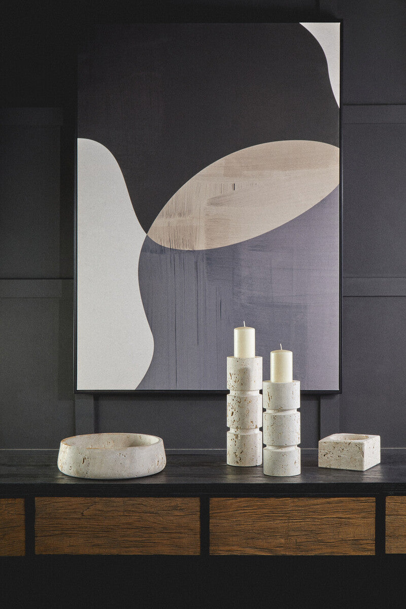 Tibor Travertine Bowl with Raised Edges