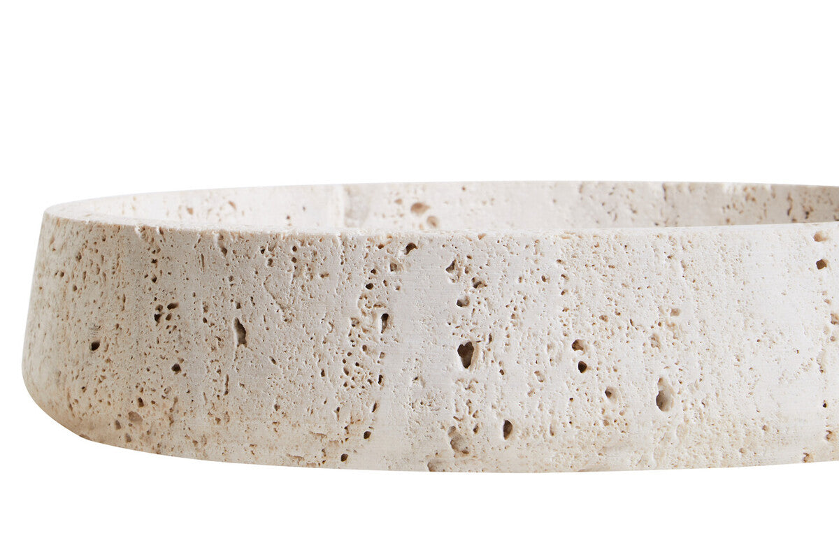 Tibor Travertine Bowl with Raised Edges