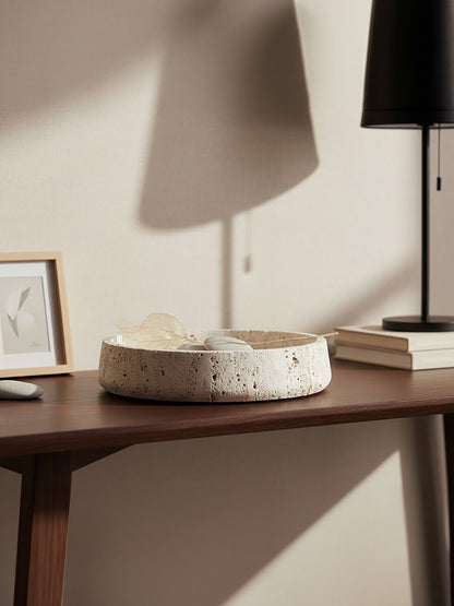 Tibor Travertine Bowl with Raised Edges