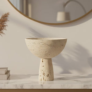 Tibor Travertine Pedestal Bowl