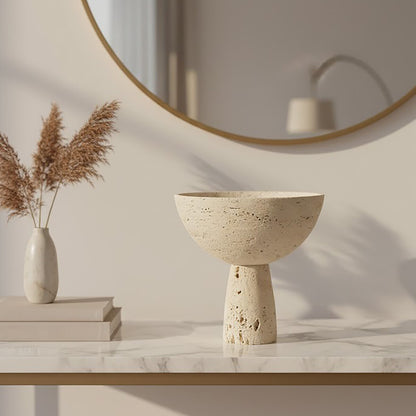 Tibor Travertine Pedestal Bowl