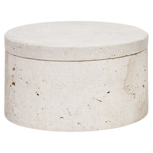 Tibor Travertine Round Trinket Box
