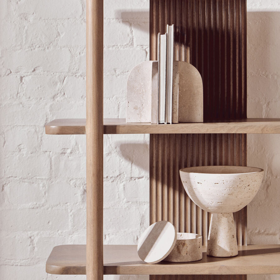 Tibor Travertine Round Trinket Box