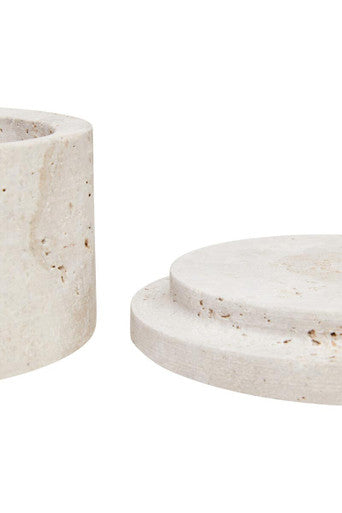 Tibor Travertine Round Trinket Box